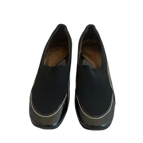 Sesto Meucci Italy Black Slip-On Loafers Comfort Patent Stretch Size 8 Women's