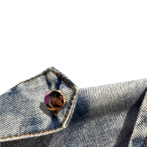 Pastels Clothing Multicolor Feather Blouse with Denim Details Small Red