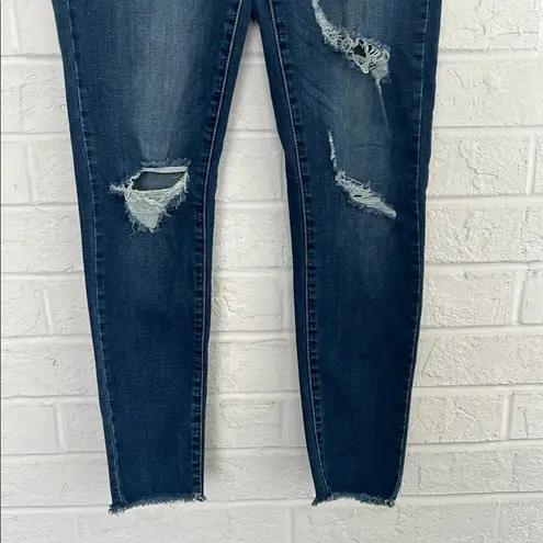 Just USA Women's Distressed Cropped Blue Jeans