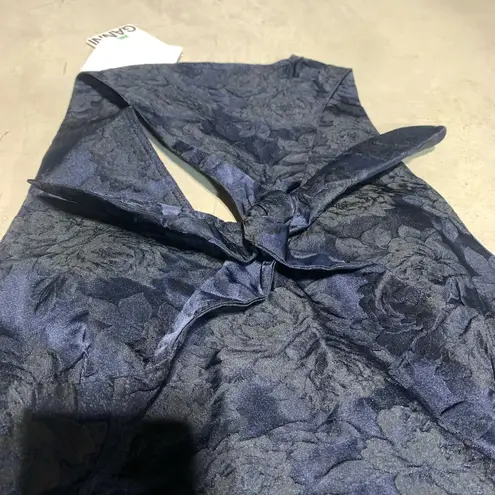 Ganni  botanical jacquard mini dress blue