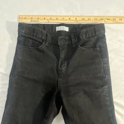 Oak + Fort Women's Black High Rise Skinny Jeans Raw Scalloped Hem Medium Ankle