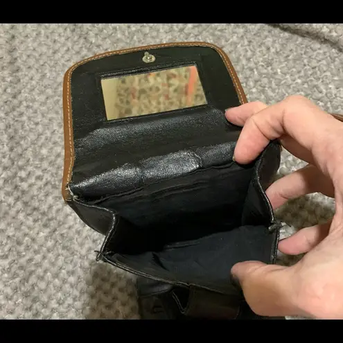 Black crossbody bag with removable/adjustable brown strap GUC