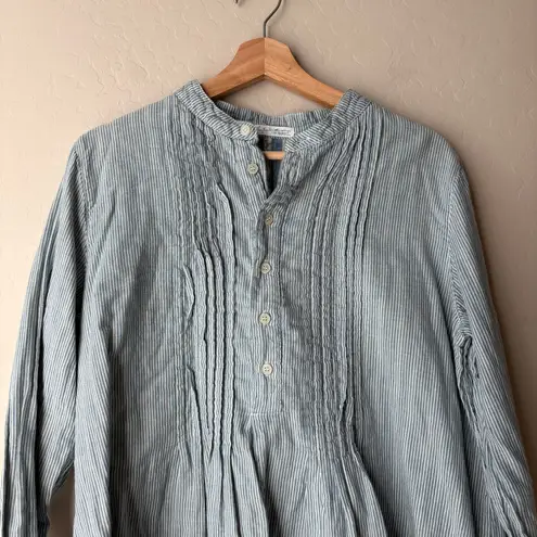 CP Shades Free People x Yoko Blue Striped Long Sleeve Tunic Shirt Dress Small