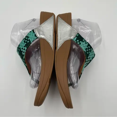 FitFlop Lulu Silky Weave Green Wedge Thong Sandals Women’s size 10 Comfort