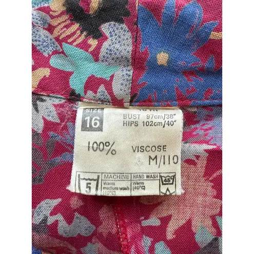 Vintage 70s Floral Midi Fit and Flare Dress Size Large Pink