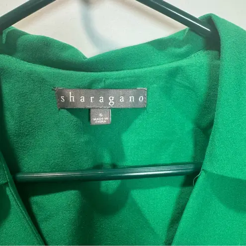 Sharagano Vibrant Green Midi Dress with Tie Sleeves size 6