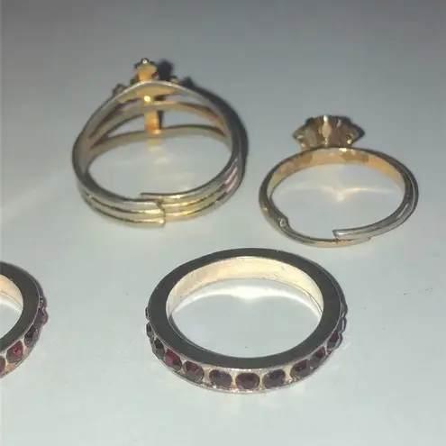 Lot of 5 Vintage Gold Tone & Silver Tone Boho Rings Adjustable & Size 6 & 8