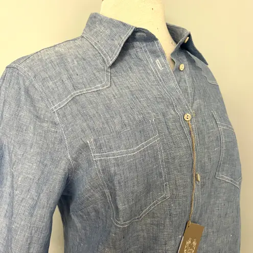 Valentina’s NWT NEW VLTs By Linen Chambray Light Blue Button Down Shirt