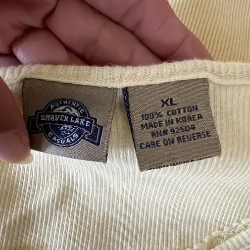 Vtg Shaver Lake Tank Top Size XL Yellow Lace Hem Jeweled Neck Coquette Soft Girl