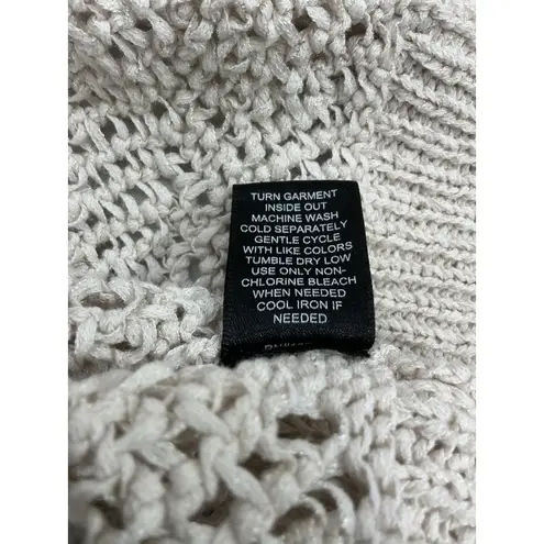 Tahari Womans Sweater Large Beige Knit Open Front Cardigan Short Sleeves