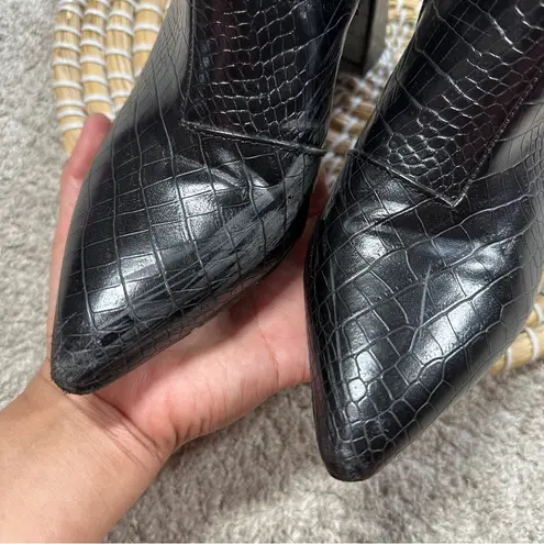 Billini Women’s Alden Boots Booties Block Heels Zip Side Party in Black Croco 7