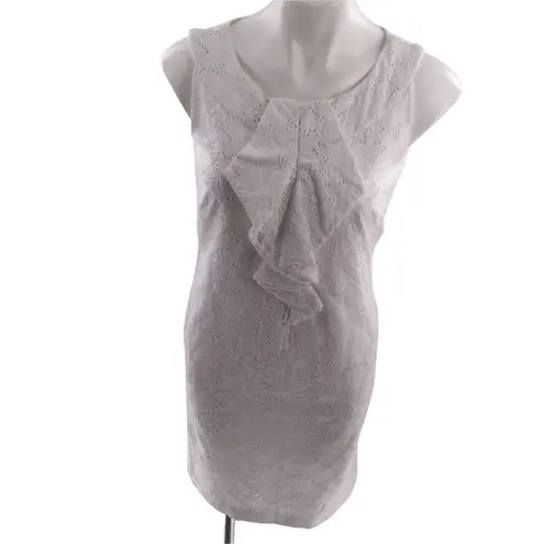 Donna Ricco White Eyelet and Embroidered Floral Ruffle Front Dress