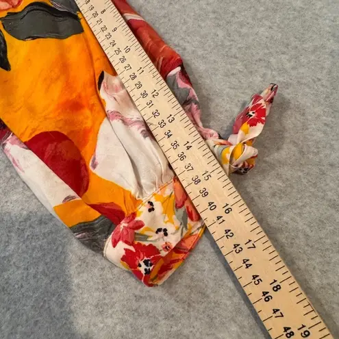 fig and flower Top Womens Small White Red Floral Garden Party Boho Country