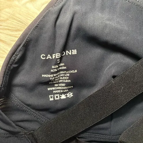 Carbon38 Contrast Stitch Cross Back Bra Black