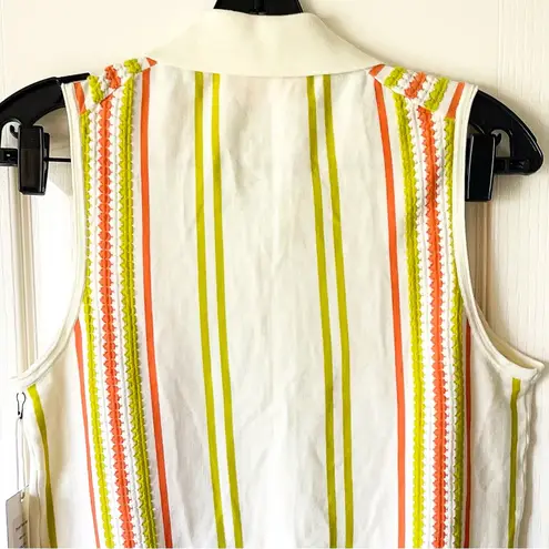 Guest In Residence Stripe Plaza Vest Cotton Knit Cream Citron Orange Small NWT White