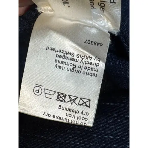 Akris Punto Dark Blue Denim Cropped Jacket See Measurements Collarless