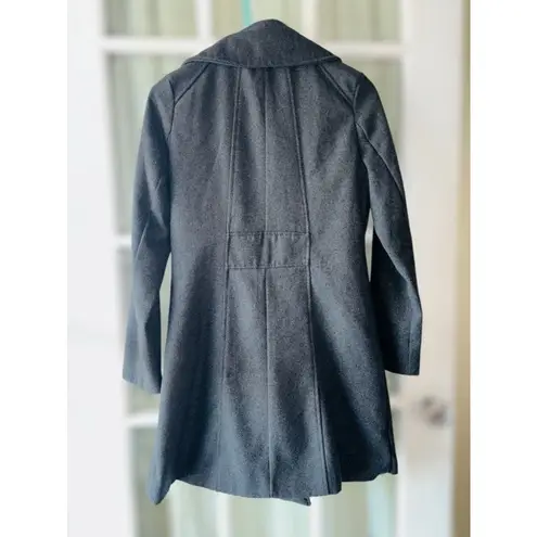 Miss London  Womens Medium Charcoal Gray Asymmetric Zip Urban Mod Wool Blend Coat