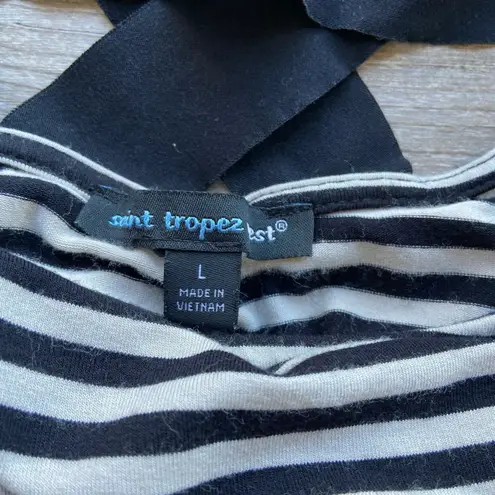 Saint Tropez West Womens Dress Size L Tan Black Striped Sleeveless Tank