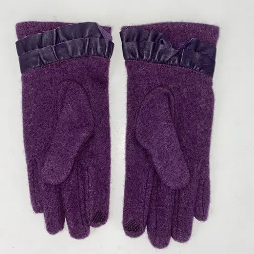 Laundry by Design Purple Wool Blend Faux Ruffle Accent Gloves