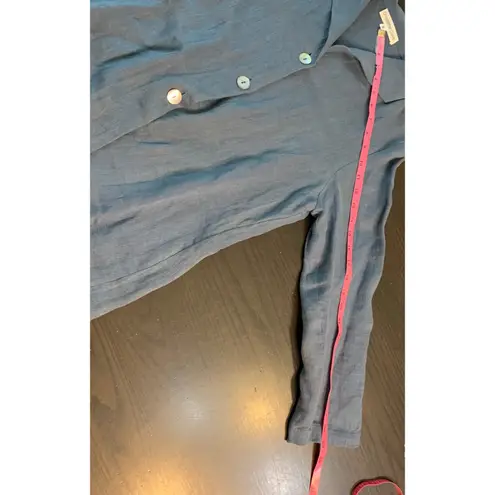 Christopher Calvin Blue Linen Oversize Shirt Jacket Size S Lagenlook Boho Chic