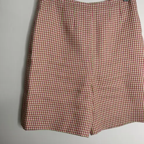 Alexa Chung High Waisted Plaid Womens Long Shorts US 6 Pink