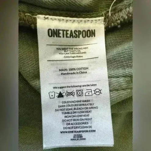 One Teaspoon  $189 GREEN KHAKI MINI BRAXTON OVERALLS ROMPER Edgy Rock n Roll