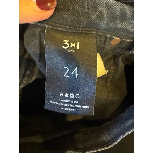 3x1 Jeans Women 24 Washed Black Denim Maddox Claudia Slim Straight Leg Cropped