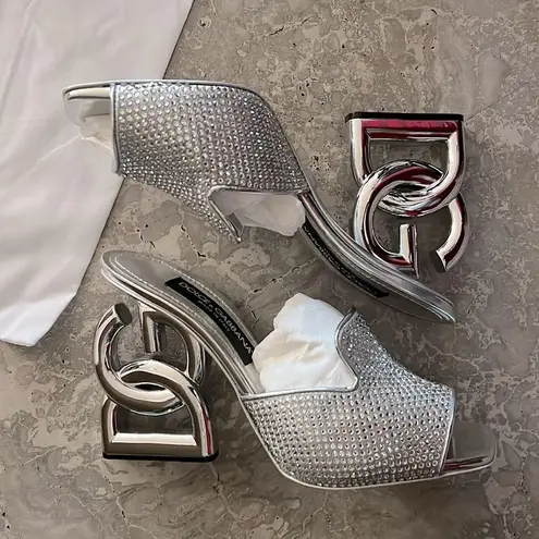 Dolce & Gabbana DG-Heel Gemstone-Embellished Mules Size 40 NEW + Box + Dust Bag