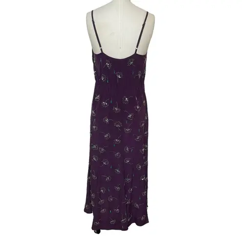 Tracy Reese NWT Anthropologie  Purple Beaded Silk Godet Slip Dress Midi Size 8