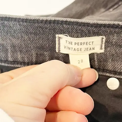 Madewell  High Rise Perfect Vintage Jeans Ripped Knee Raw Hem Lunar Black 28 / 6