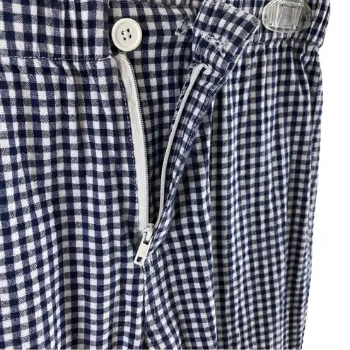 John Galt California Blue White Checkered Elastic Waist Cotton Cropped Pants S