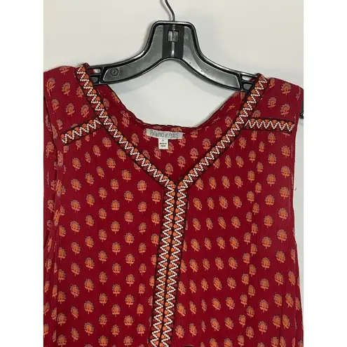 Patrons of Peace Women's Sangria Floral Embroidered Indian Tank Top Red Small