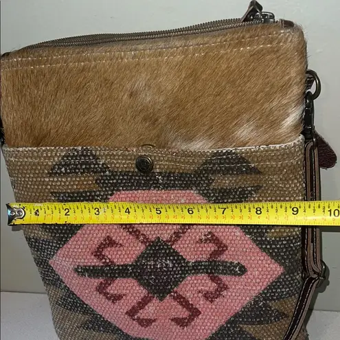 Southwestern Myra bag Stylish Pink and Brown Crossbody Bag with fur accents