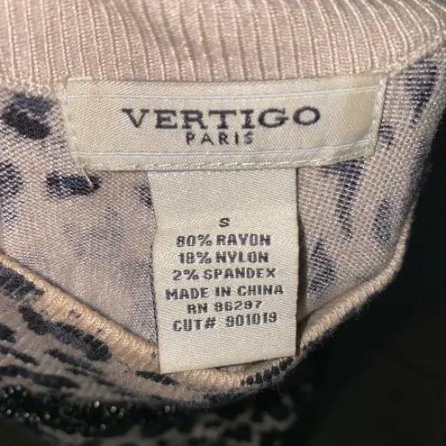 Vertigo Paris Cheetah Print Studded Embellished Long Sleeve Mock Neck Top Small