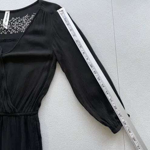 Bethany Mota Romper Shorts Womens Size XS Gauze Black Embroidered Faux Wrap Boho