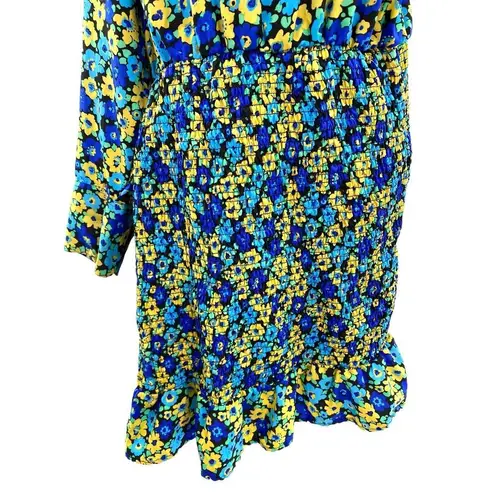 Boohoo  Plus‎ One Shoulder Mini Dress 18 Women's Smocked Floral Mod Retro 70's