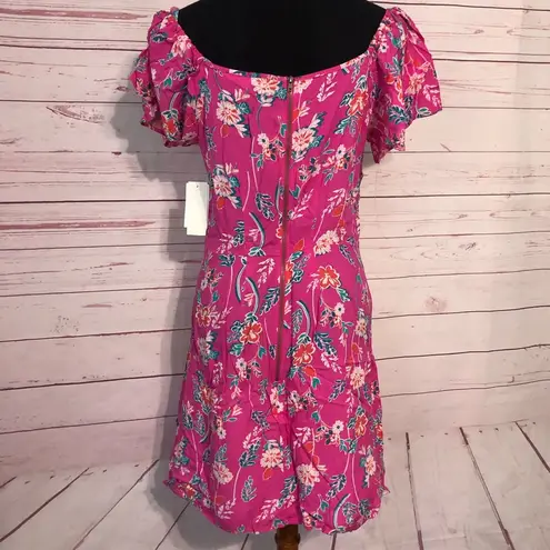 NWT Row A Pink Floral Flutter Sleeve Dress Size XL