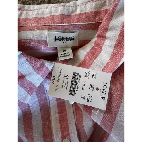 NWT J. Crew Factory Pink Striped Linen Blend Button