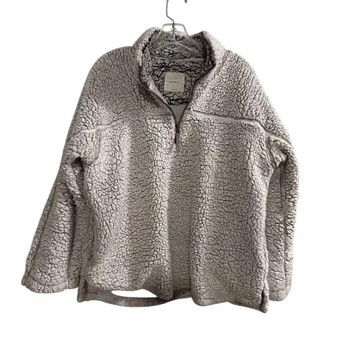Elodie Women's Gray Sherpa Fleece 1/4 Zip Pullover Jacket L