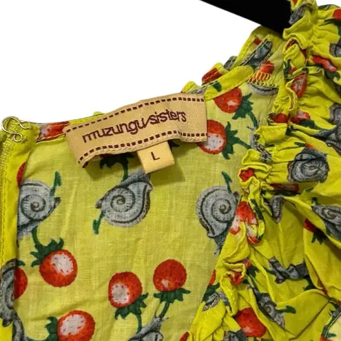 Muzungu Sisters 100% Cotton Yellow Berry Snail Acid Julia Mini Dress Size Large