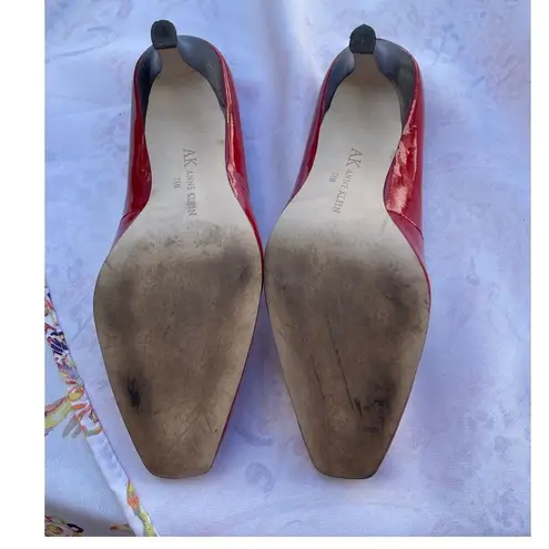 Anne Klein  size 7.5 red patent leather heels .