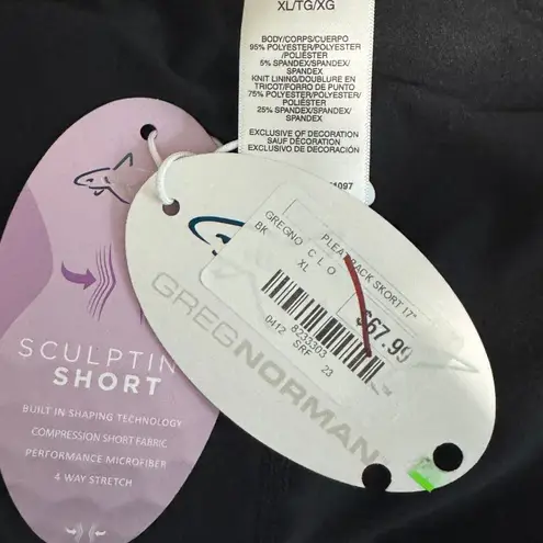 Greg Norman Golf 17" Back Pleated Skort Compression Sculpting Black NWT XL