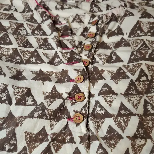 JUNIPER Elegant Pink and Cream Patterned Dress Size L