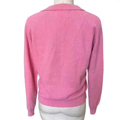 Dearest Maybe Baby Ribbed Polo Sweater in Pin Size Medium Pink