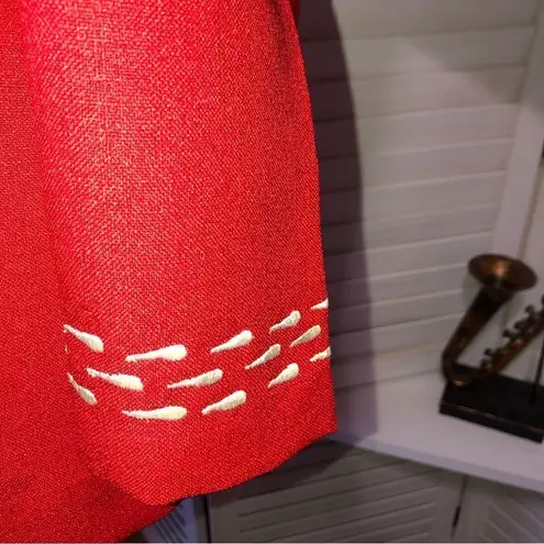 JoAnn vintage 70s 80s red embroidered Emily in Paris style linen blazer sz L Size L