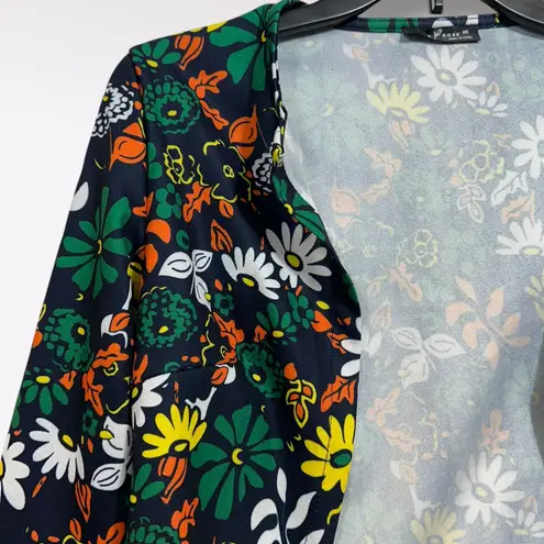 Emery Rose XS Open Cardigan Black Floral Colorful Top Formal Party Cropped Black