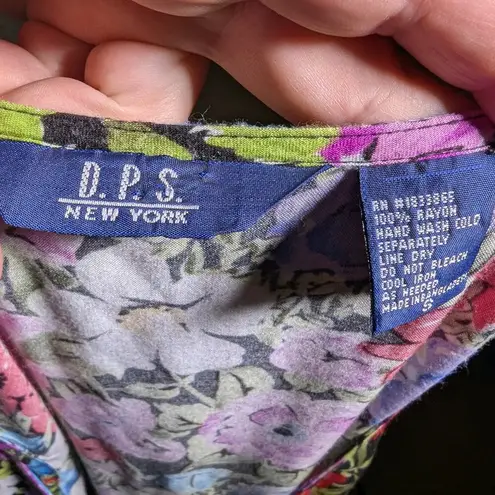 Vtg 1990s DPS Colorful Floral Print Button Up Sleeveless Maxi Sun Dress Sz S Purple