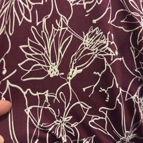 Fortune + Ivy Floral Flowy Midi Maroon Dress Size Small