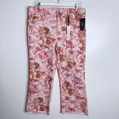 NWT Stitch Fix Liverpool Hannah Fray Hem Crop Jeans Pink Floral Size 12/31