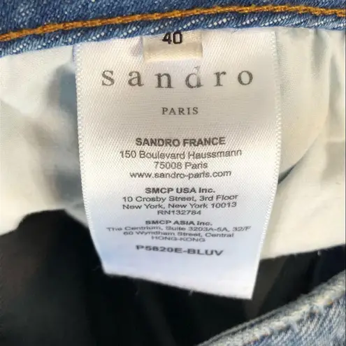 Sandro Misty Star Stitched Straight High-Rise Jeans EU Size 40 US Size 10
